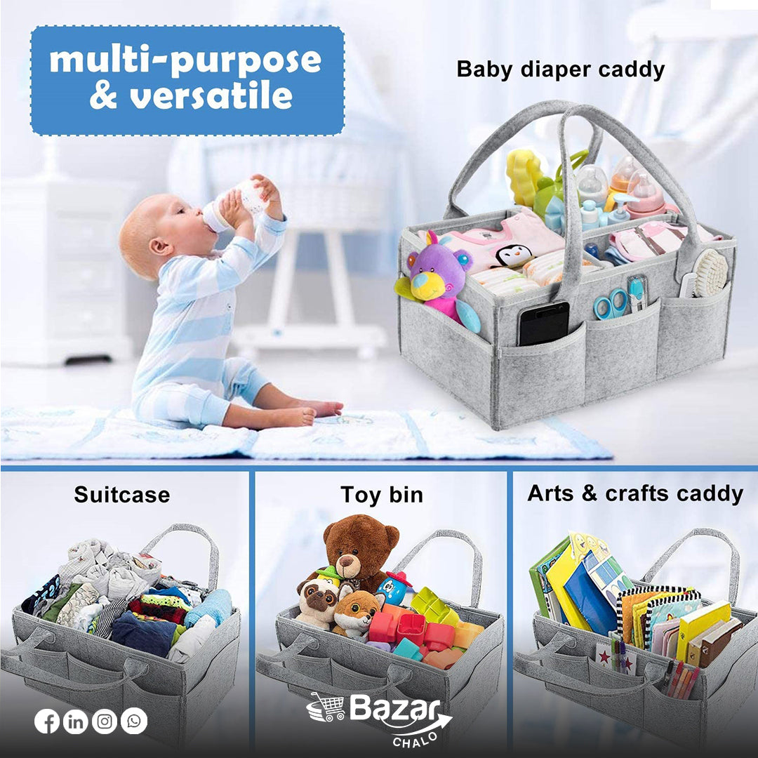 Baby Diaper Caddy Organizer & Portable Storage Basket