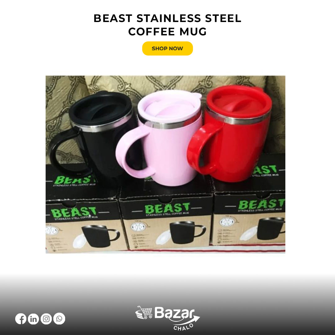 Beast Stainless Steel Coffee Mug With Air Tight  Lid