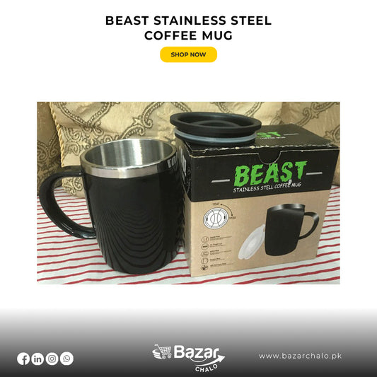 Beast Stainless Steel Coffee Mug With Air Tight  Lid